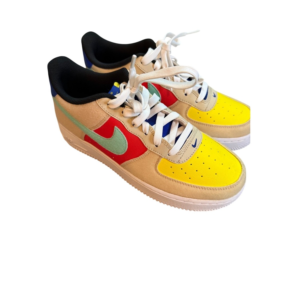 Nike Air Force 1 Low Kids Multi Color Suede Yellow Red Blue size 6Y
